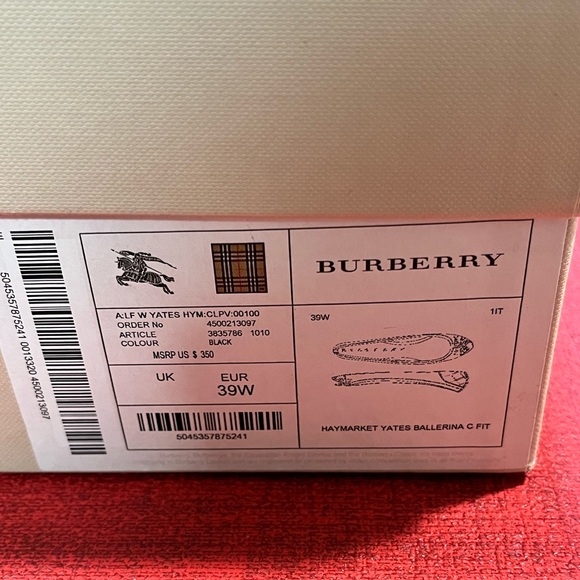 BURBERRY AUTHENTIC HAYMARKET YATES COATED CANVAS LEATHER BALLET… - Picture 16 of 17